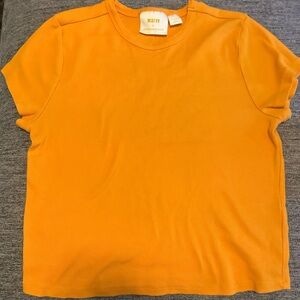 Anthropologie Maeve yellow Ribbed Crewneck Tee
